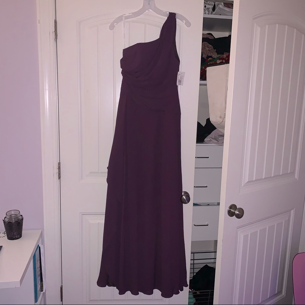 Georgette One-Shoulder Cascade Bridesmaid Dress